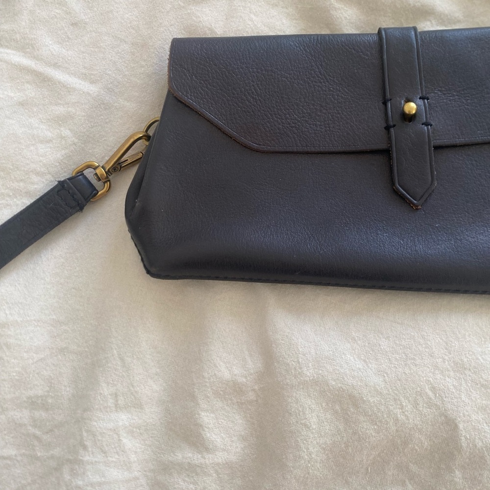 Vintage‎ 1937 Accessories Black Leather Clutch Wristlet - Picture 3 of 8
